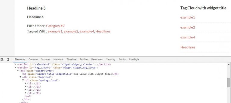 Tag Cloud widget with widget title and good markup